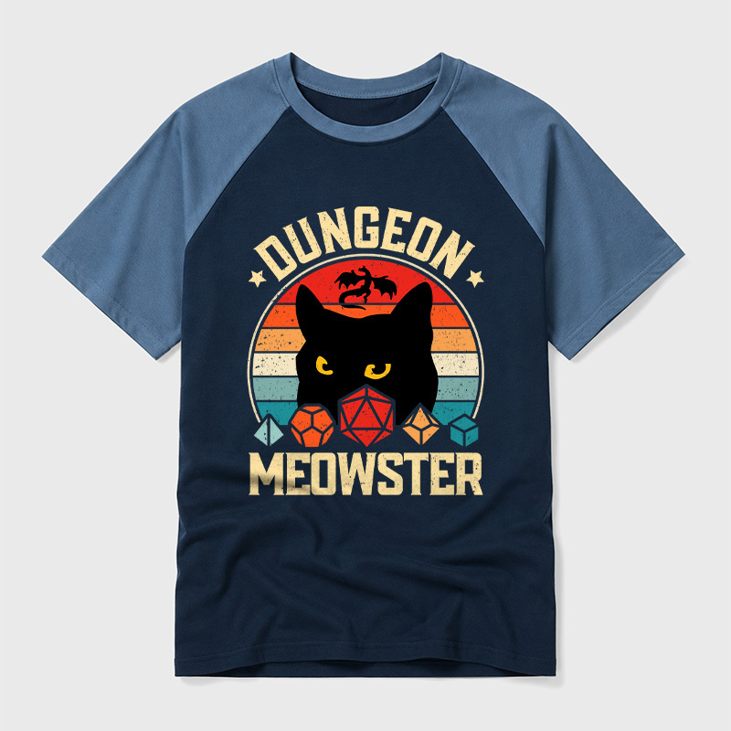 Dungeon Meowster Geek Retro Raglan T-Shirt