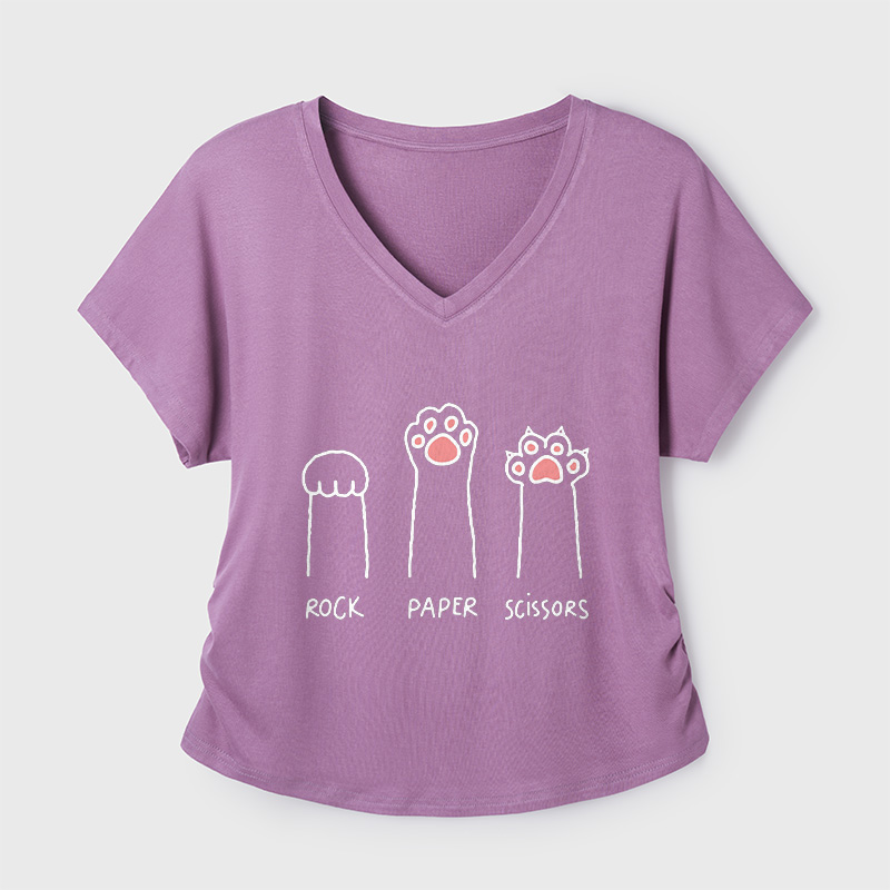 Cat Paw Geek Dolman Sleeve V-Neck Shirt
