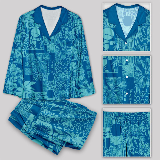 Don't Panic Blue Pajama Sets
