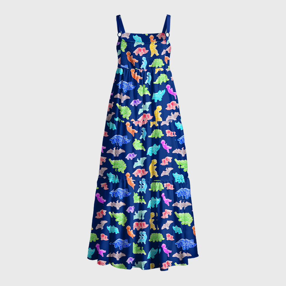 Sour Gummy Dinosaurs Geek Tiered Cami Maxi Dress