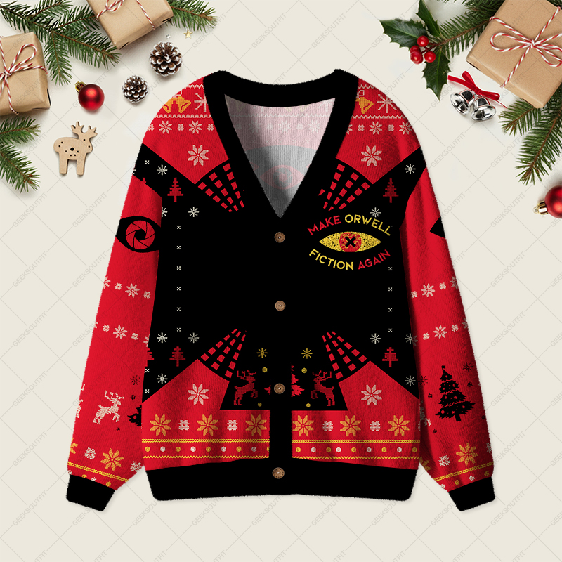 Make Orwell Fiction Again Geek Ugly Cardigan Sweaters 