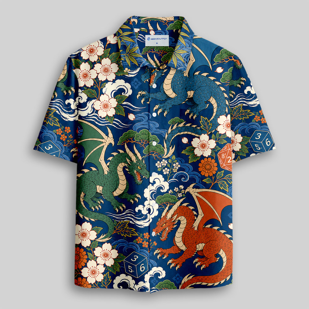 Ukiyo Dragon & Dice Button Up Pocket Shirt