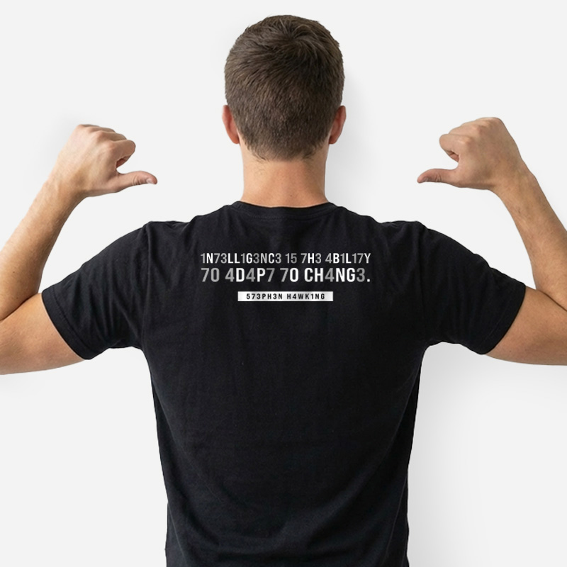 Intelligence-Stephen Hawking Science Nerd Front and Back Printed T-Shirt