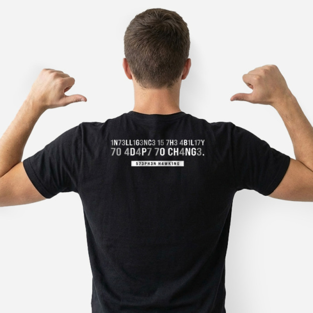Intelligence-Stephen Hawking Science Nerd Front and Back Printed T-Shirt