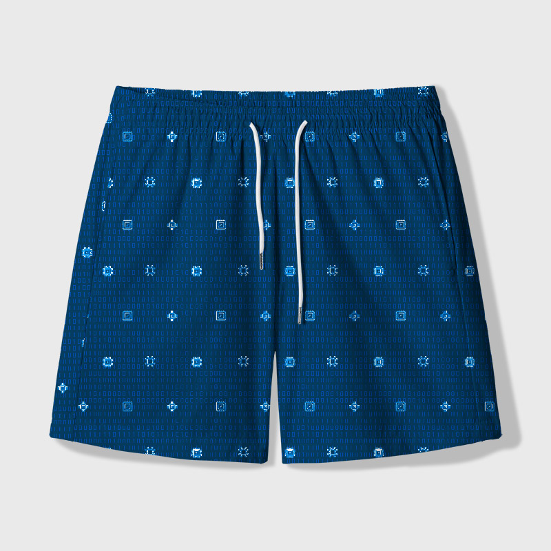 Code Circuit Geek Hawaiian Swim Trunks