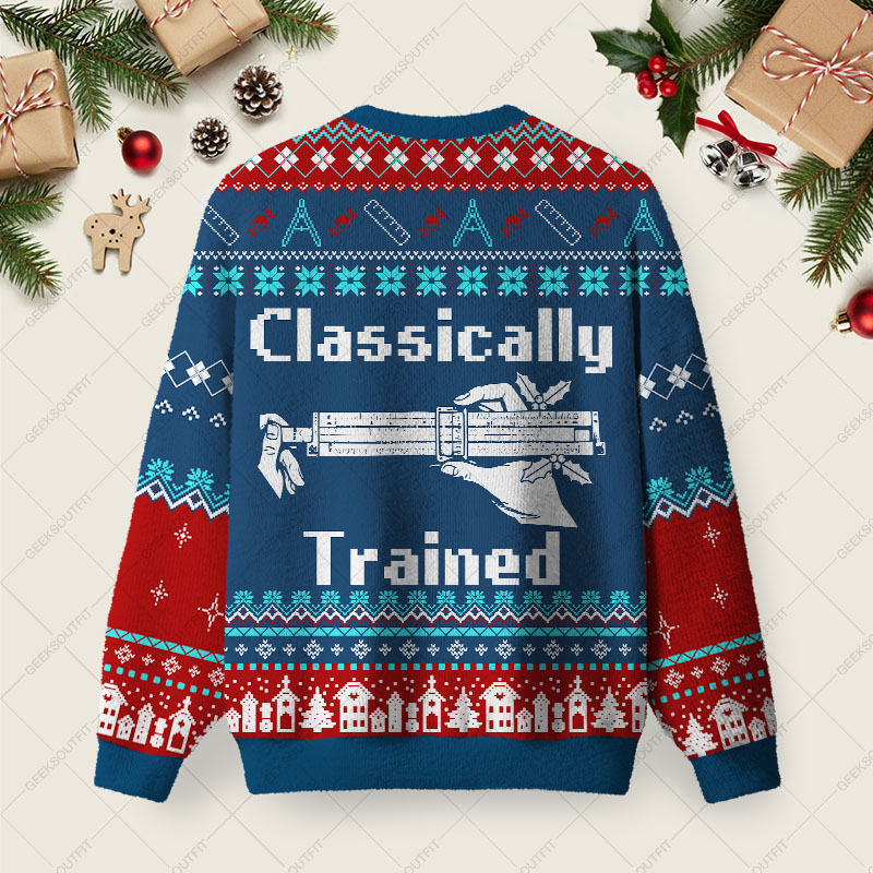 Classically Trained Ugly Christmas Fuzzy Fleece Sweatshirt