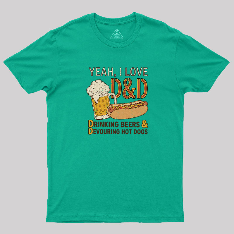Drinking Beer Devouring Hot Dogs Geek T-Shirt