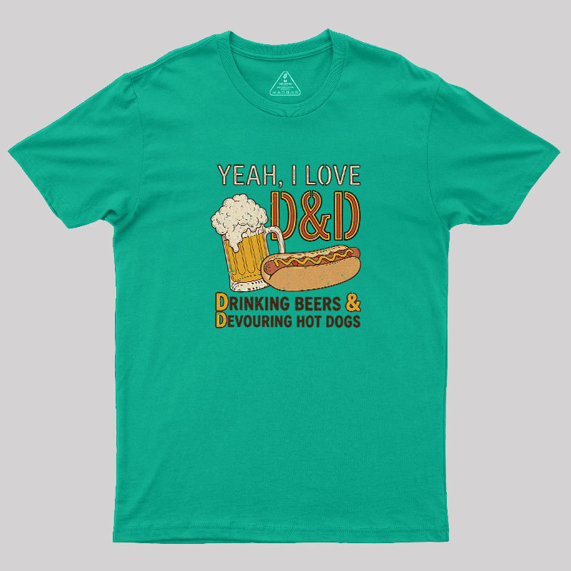 Drinking Beer Devouring Hot Dogs Geek T-Shirt