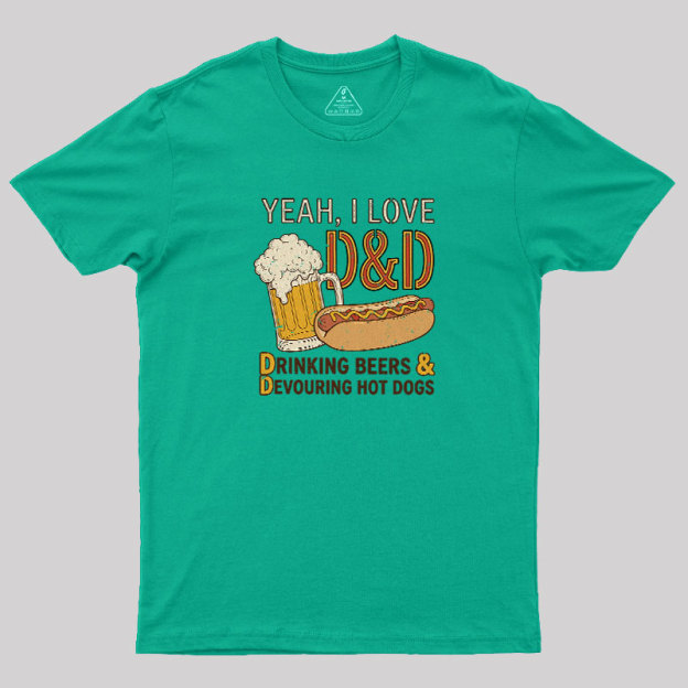 Drinking Beer Devouring Hot Dogs Geek T-Shirt