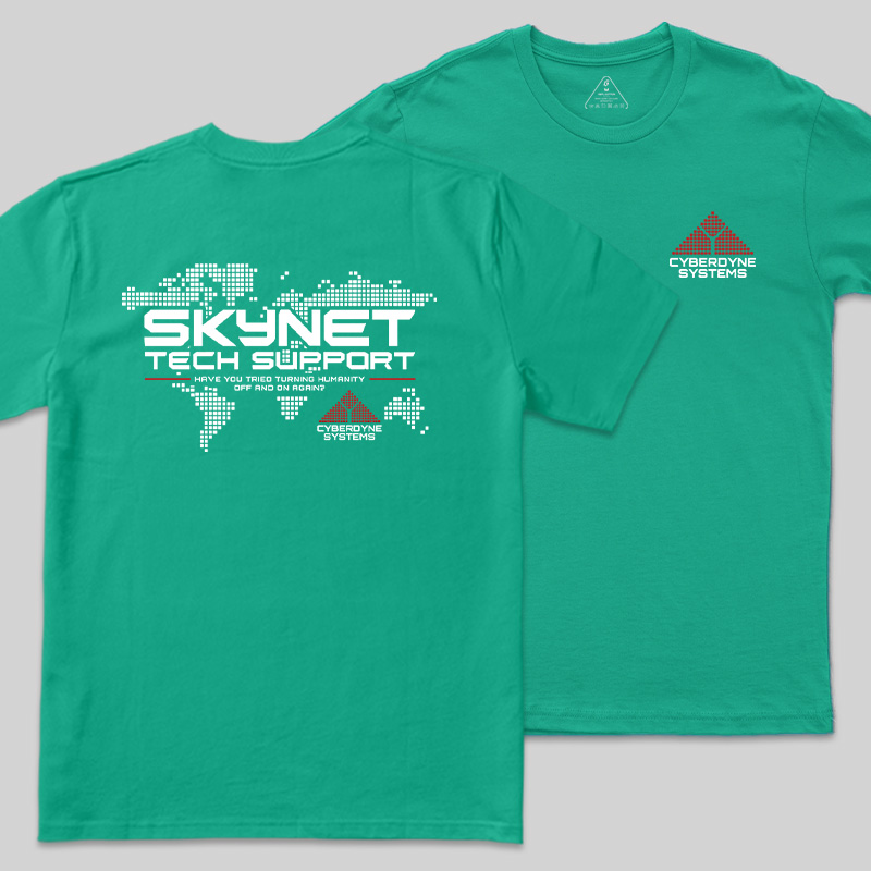 Global Digital Network Tech Support Front and Back Printed Geek T-Shirt
