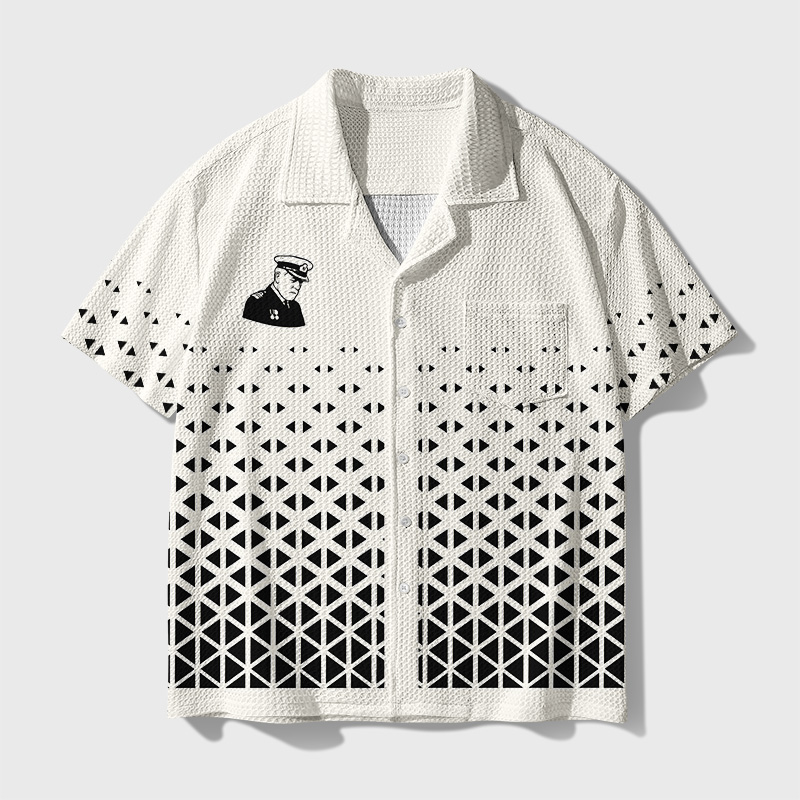 Nautical STEM Gradient Triangle Geek Waffle Knit Crochet Shirt