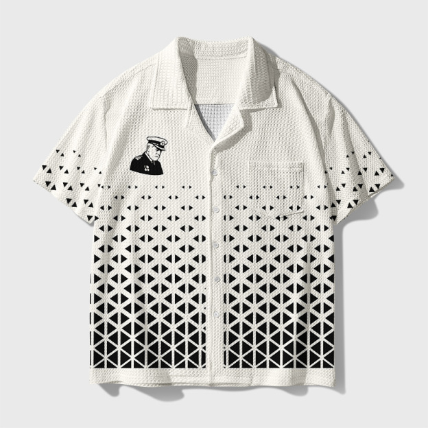 Nautical STEM Gradient Triangle Geek Waffle Knit Crochet Shirt