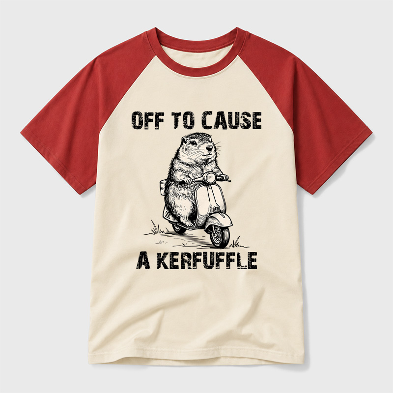 Off To Cause A Kerfuffle Geek Retro Raglan T-Shirt