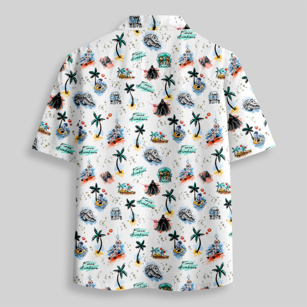 Scifi Hawaiian Scene Funny Button Up Pocket Shirt