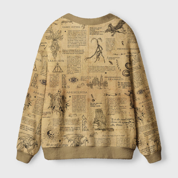 Magic Academy Vintage Hand Drawn Book Illustration Geek Ugly Cardigan Sweaters