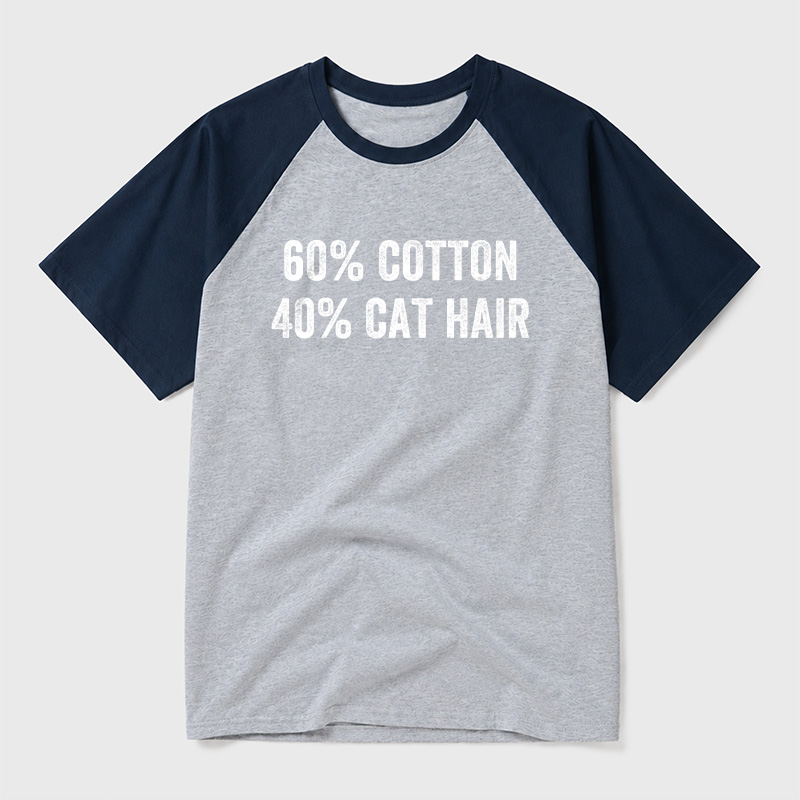 60 Cotton 40 Cat Hair Geek Retro Raglan T-Shirt
