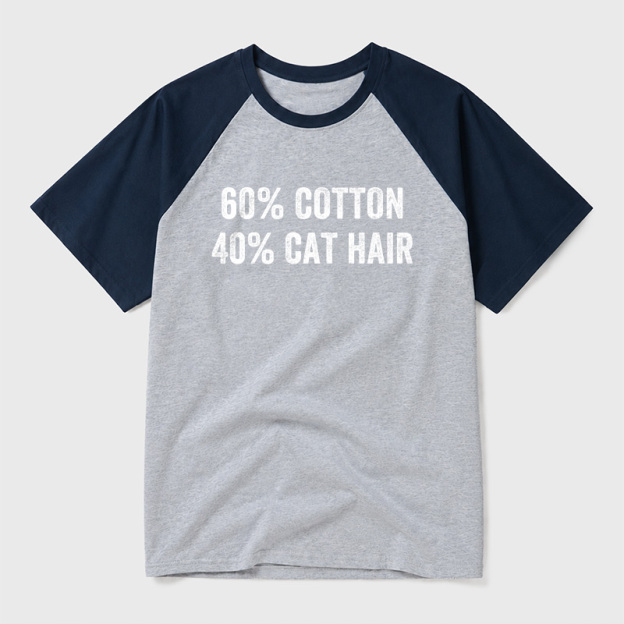 60 Cotton 40 Cat Hair Geek Retro Raglan T-Shirt