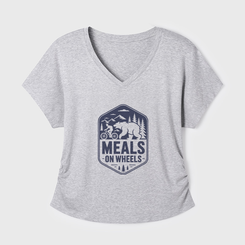 Natural Meals On Wheels Geek Dolman Sleeve V-Neck Shirt