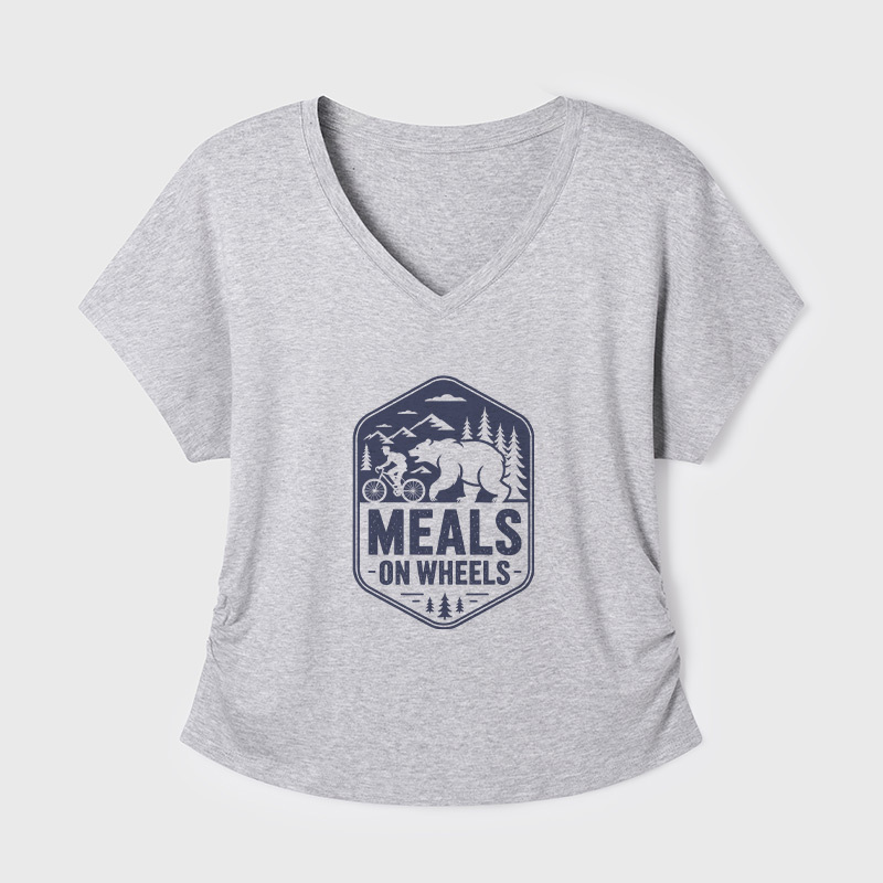 Natural Meals On Wheels Geek Dolman Sleeve V-Neck Shirt