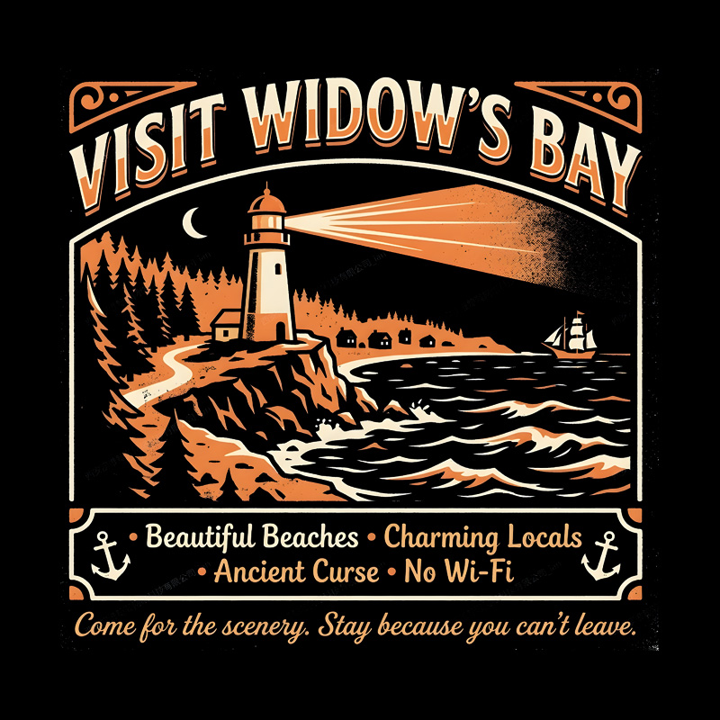 Cursed Coastal Town Vintage Travel Geek T-Shirt