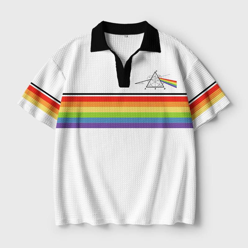Retro Prism Rainbow Spectrum Geek Crochet Polo Shirt