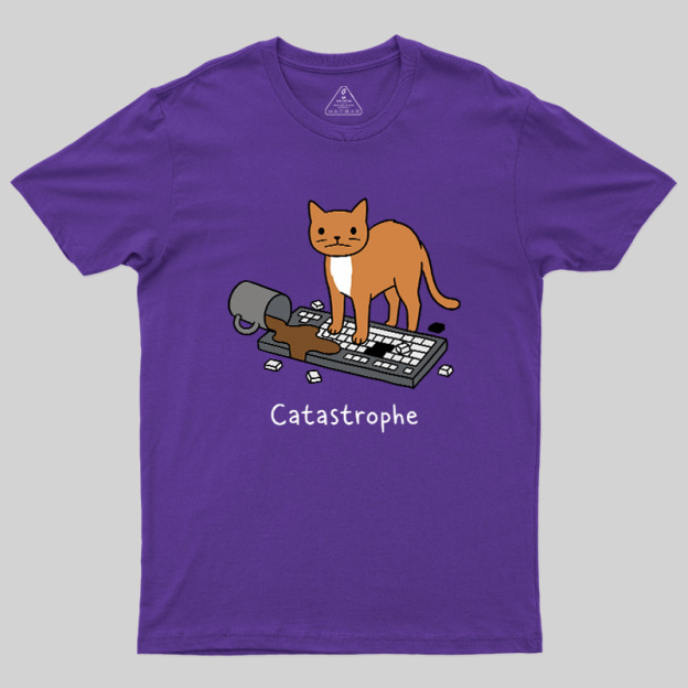 Catastrophe Spilled Coffee Cat Geek T-Shirt