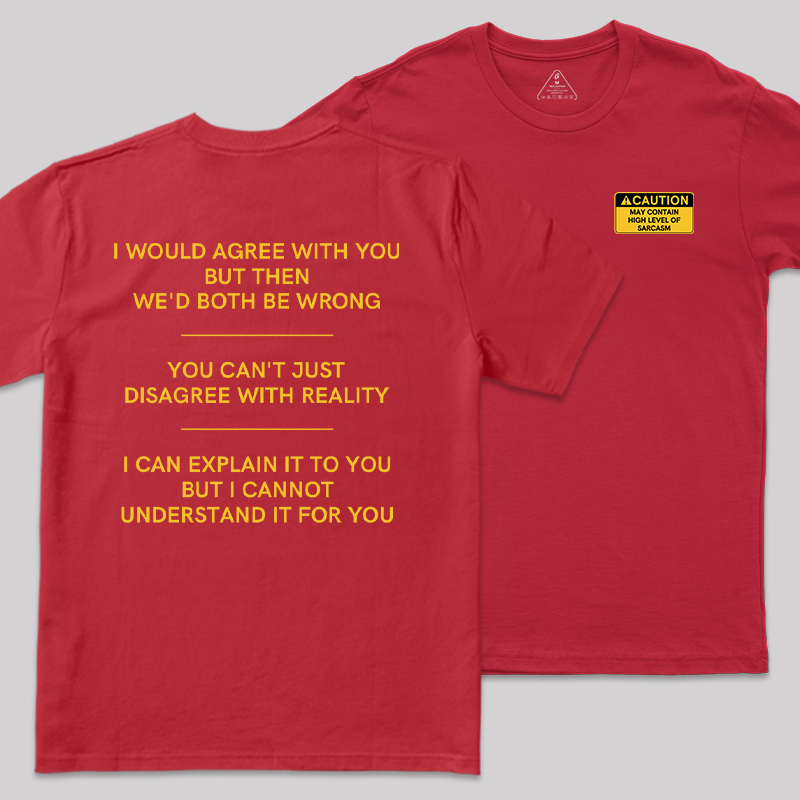 The Sarcasm Warning Front and Back Printed Geek T-Shirt