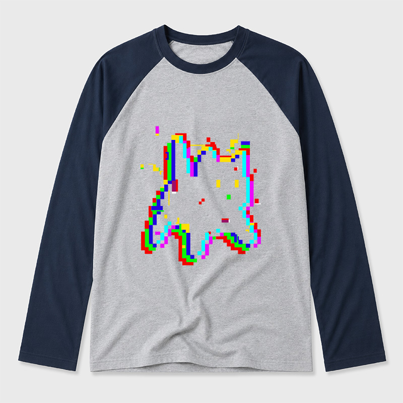 8 Glitch Geek Retro Raglan Long-Sleeve Tee