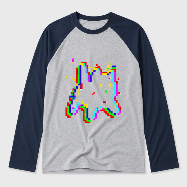 8 Glitch Geek Retro Raglan Long-Sleeve Tee
