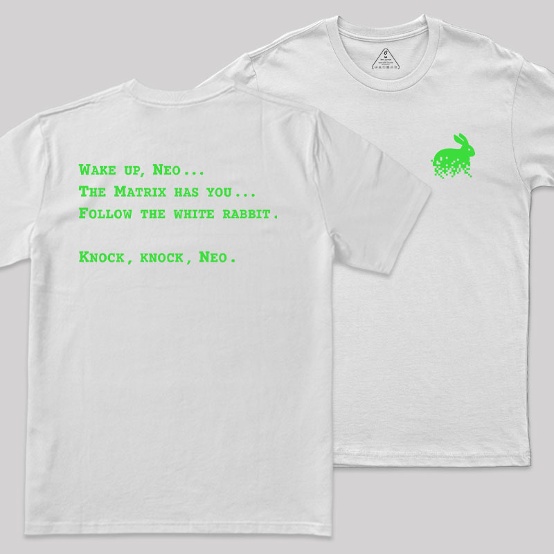 Green Code Front and Back Printed Geek T-Shirt