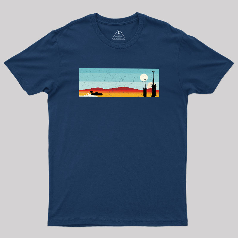 Desert Sunset Rocket Silhouette Geek T-Shirt