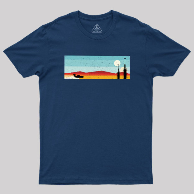 Desert Sunset Rocket Silhouette Geek T-Shirt