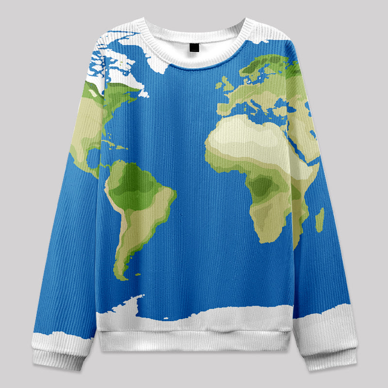 Geeksoutfit World Map Geography Fuzzy Fleece Sweatshirt for Sale