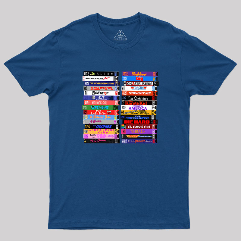 Retro 80s Movies VHS Stacks Geek T-Shirt