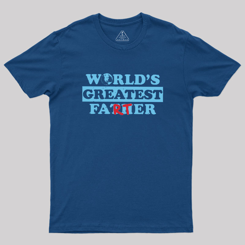 Worlds Greatest Farter Cyan Worn Geek T-Shirt