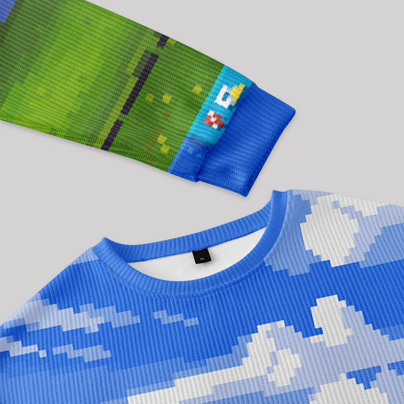 Geeksoutfit Win XP Wallpaper Pixel Fuzzy Fleece Sweatshirt for Sale