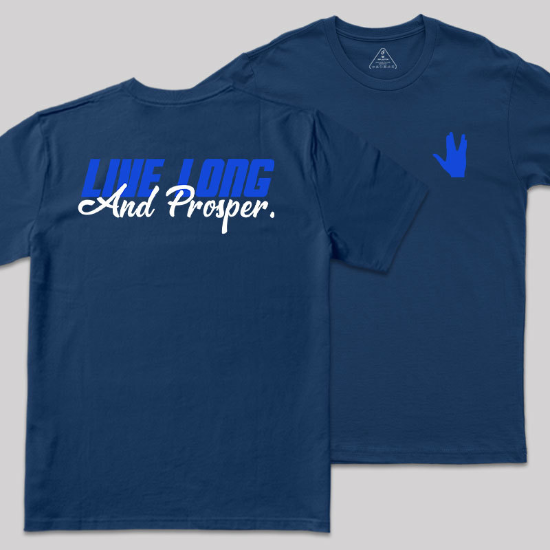 Live Long Front and Back Printed Geek T-Shirt