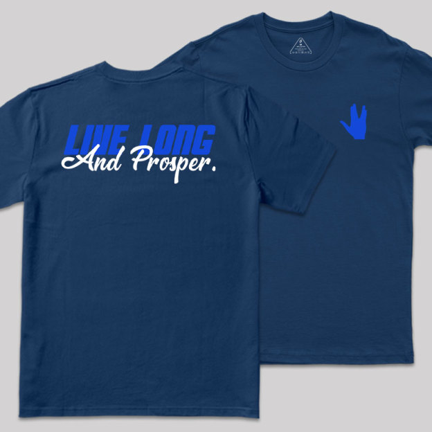 Live Long Front and Back Printed Geek T-Shirt
