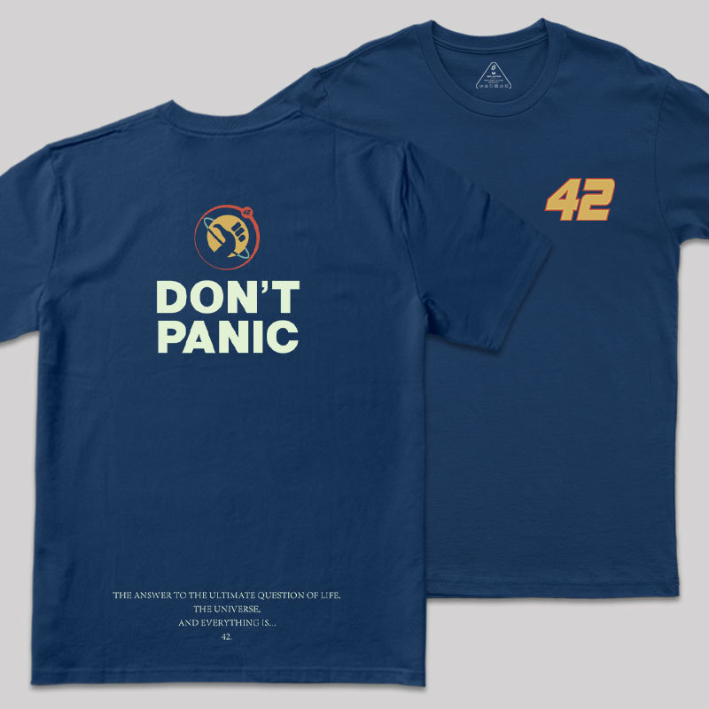 Don't Panic Front and Back Printed Geek T-Shirt