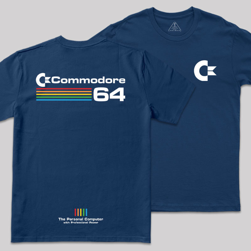 Commodore 64 White Front and Back Printing Geek T-Shirt