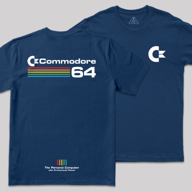Commodore 64 White Front and Back Printing Geek T-Shirt