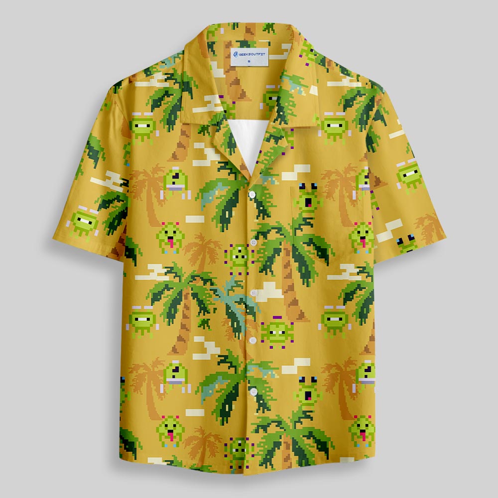 Pixel Paradise Button Up Pocket Shirt