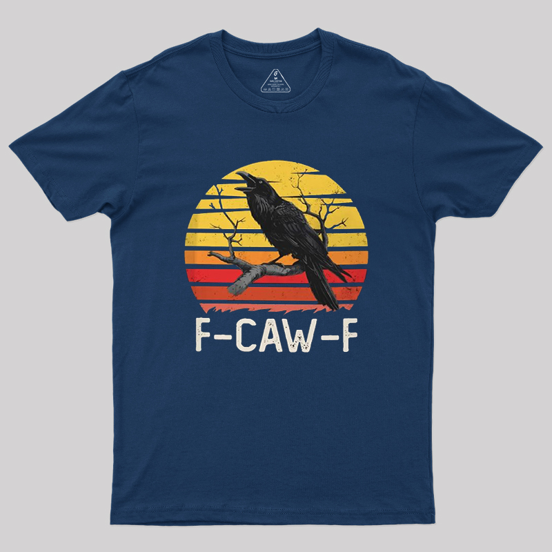F CAW F Vintage Sunset Raven Graphic Geek T-Shirt