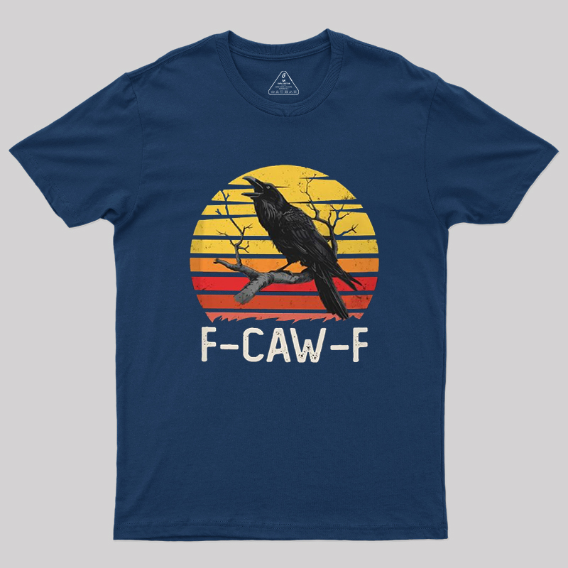 F CAW F Vintage Sunset Raven Graphic Geek T-Shirt