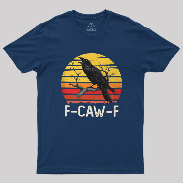 F CAW F Vintage Sunset Raven Graphic Geek T-Shirt
