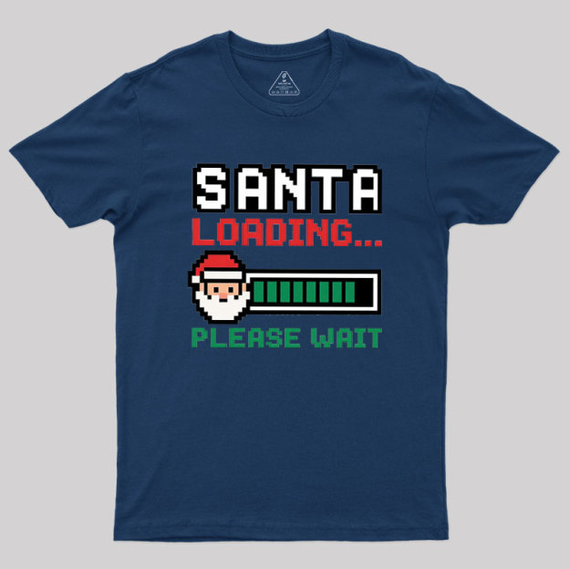 Santa Loading Pixel Design Geek T-Shirt