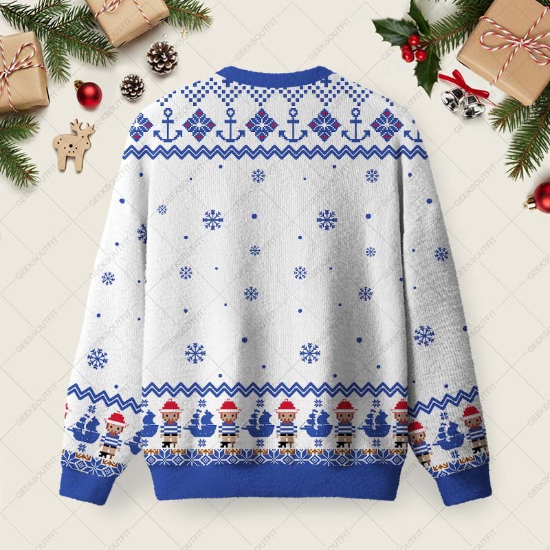 LUCA BRASI Ugly Christmas Fuzzy Fleece Sweatshirt