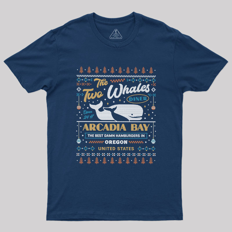 Geeksoutfit Two Whales Diner Ugly Sweater Geek T-Shirt for Sale