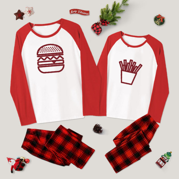 Burger And Fries Couple Pajama Sets