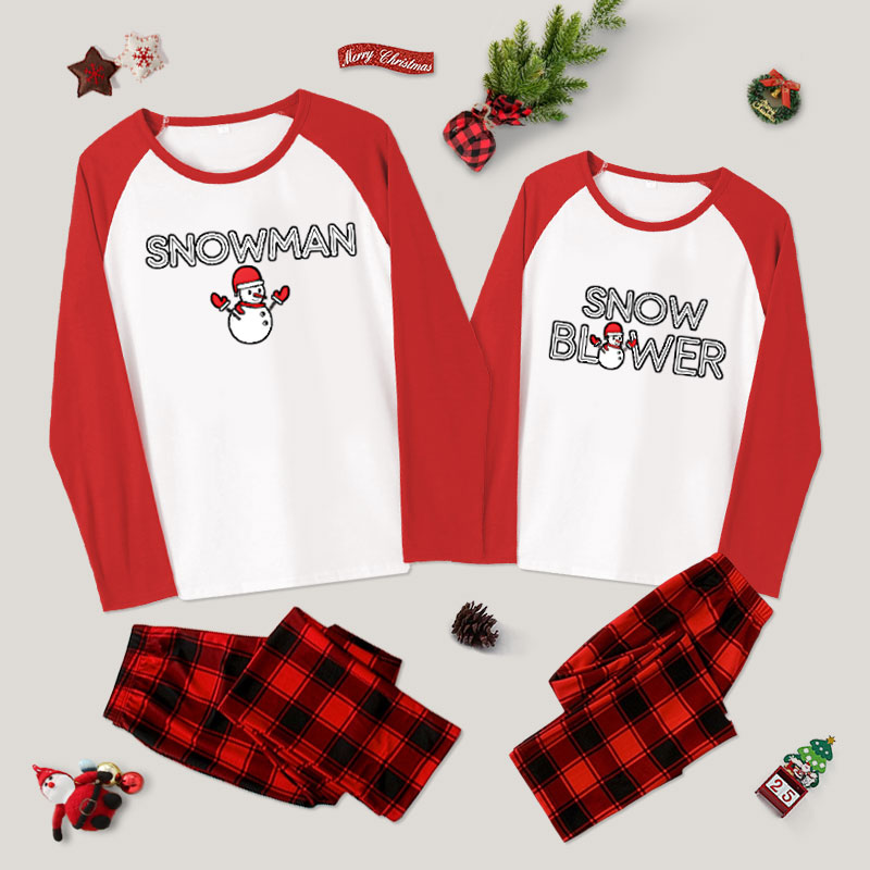 Snowman and Snow Blower Couple Pajama Sets